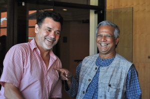 Yunus and Waterfield laughing, Bali